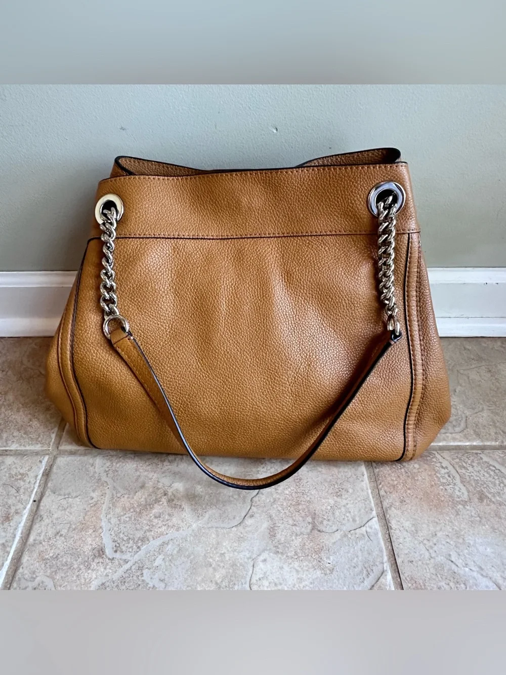 Coach Turnlock Edie Pebbled Leather Shoulder Bag Purse Tan Saddle 36855